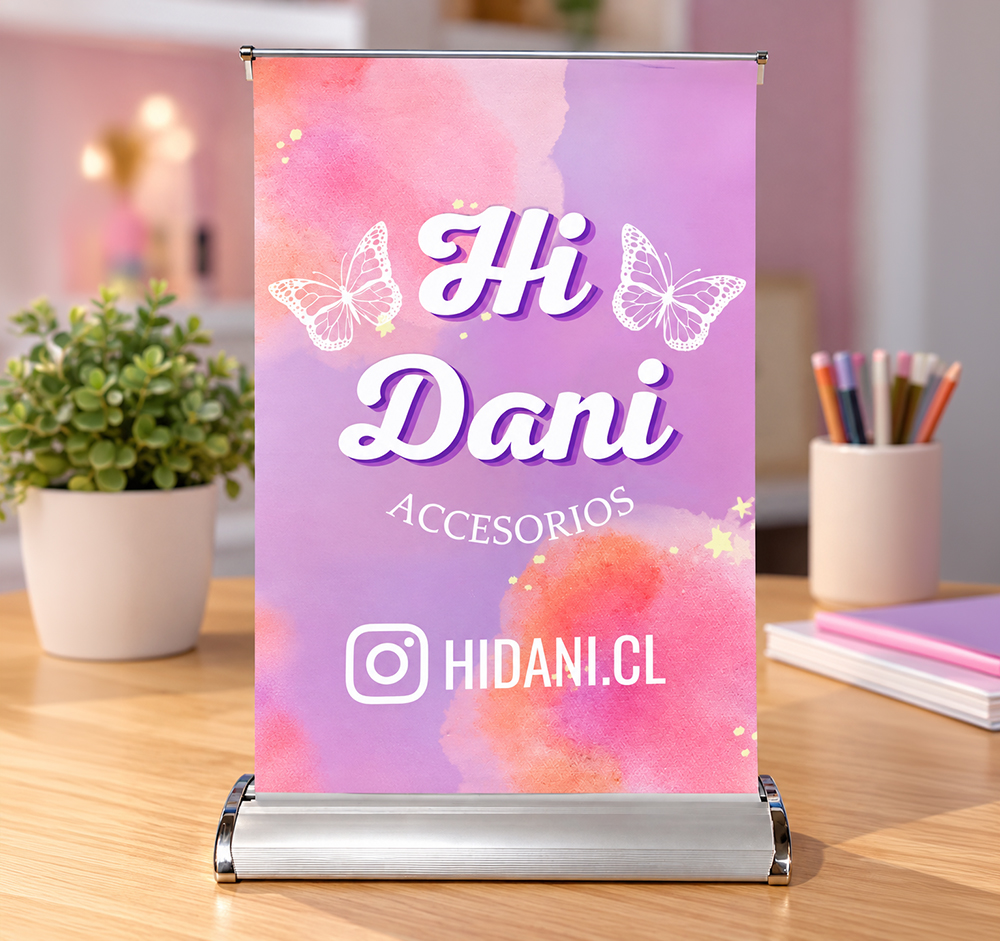 Mini pendón roller personalizado de sobremesa A4 y A3 - Imagen 2